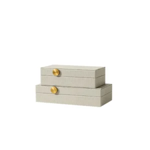 LIGHT COFFEE ROUND BUTTON WEAVE PATTERN BOX